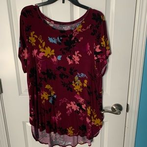 Floral Burgundy short sleeve top